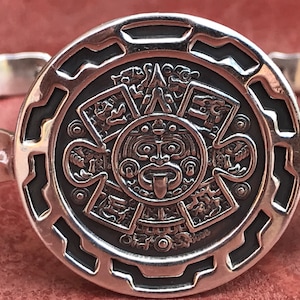 Silver Aztec Calendar Bracelet / Silver Sun Stone Bracelet