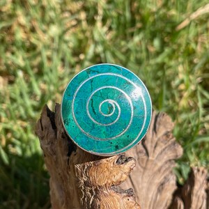 Adjustable Big Chrysocolla Spiral Ring