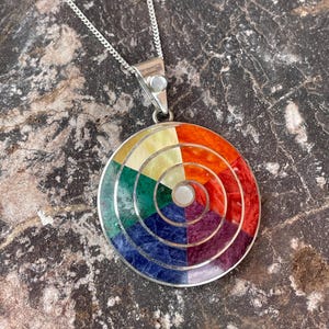 Silver Colorful Spiral Pachamama Pendant