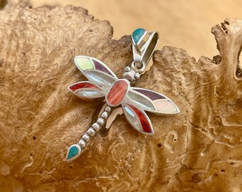 Dragonfly Colorful Silver Pendant