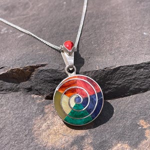 Silver Colorful Spiral Pachamama Pendant