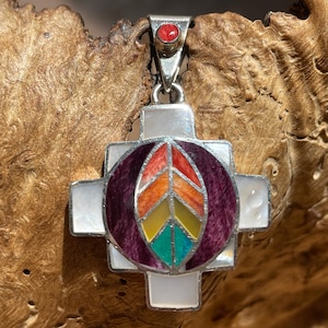 Chakana Silver Pendant with Leaf