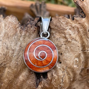 Orange, Silver Spiral Pachamama Pendant
