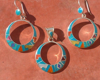 Ensemble de bijoux de calendrier inca bleu