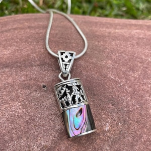 Inca Trilogy Pendant with 950 Silver and Abalone,  Tumi ( Healing God)  on the back