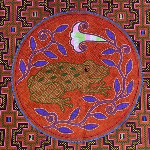 73cm x 70cm - Shipibo Embroidery with Kambo Frog