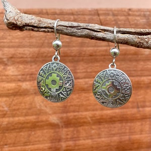 Silver Chakana Earrings with Inca Symbols