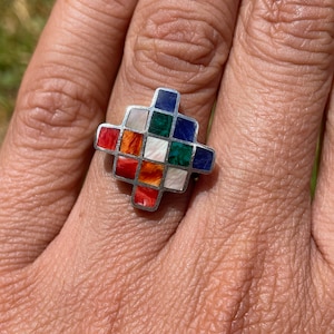 Adjustable Colorful Chakana Ring