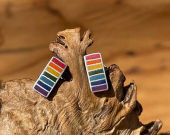 Colorful Silver Earrings - Chakra Stones - Rainbow