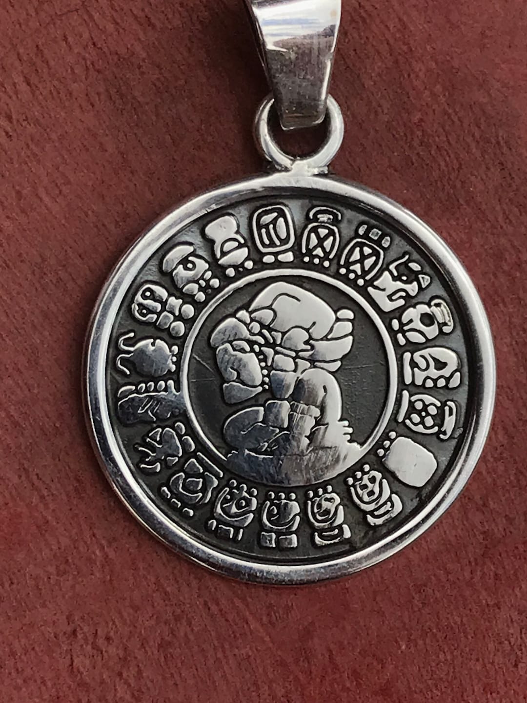 Silver Mayan Calendar Pendant Etsy Silver Mayan Calendar Pendant Etsy