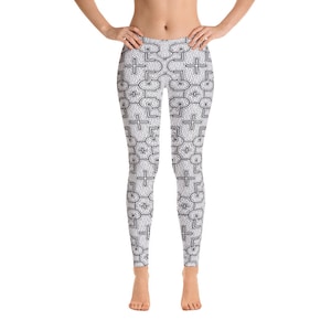 White Shipibo Design Leggings