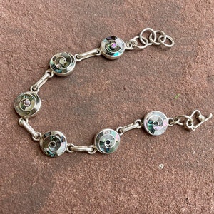 Silver Spiral Bracelet with Abalone image 2