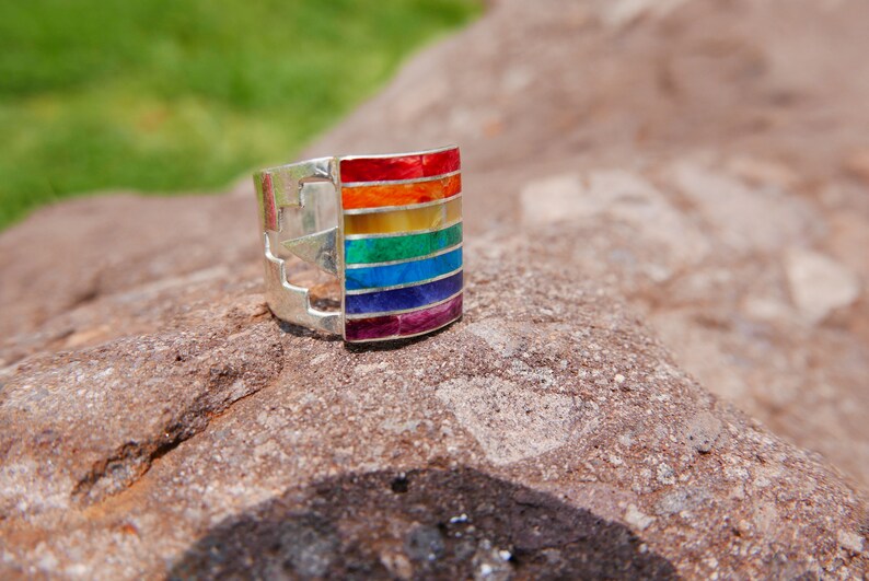 Big Chakra Stones Silver Ring