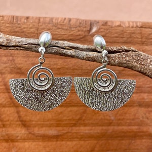Unique  Silver Spiral Earrings