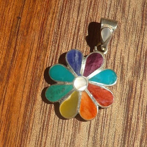Rainbow Flower Pendant - 4 sizes