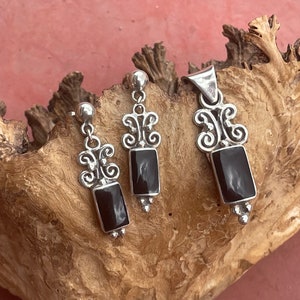 Black Onyx Silver Jewelry Set