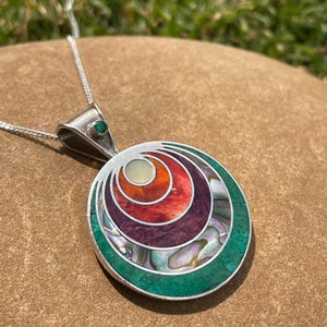 Silver Colorful Spiral Pachamama Pendant