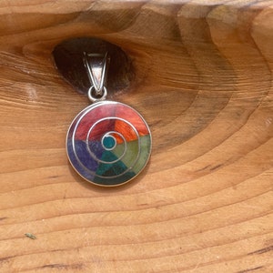 Rainbow Spiral,  Silver Pendant