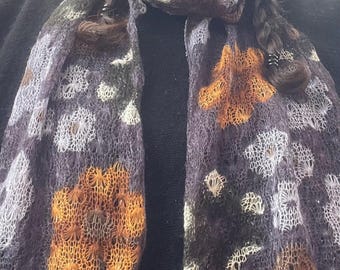 Grey Floral Scarf