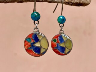Orecchini Pendenti In Argento Sterling 925 Con Simboli Sole E Luna - Finitura Lucida E Ossidata - Gioiello Aeravida Per Donne