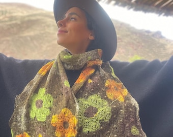 Green Floral Scarf