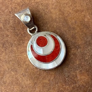 Red and White Spiral Pachamama Pendant