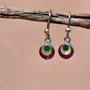 Boucles d'oreilles BOHO argentées, violettes, blanches et vertes image 8