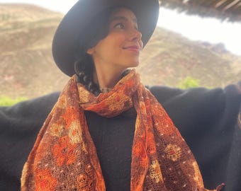 Orange Floral Scarf