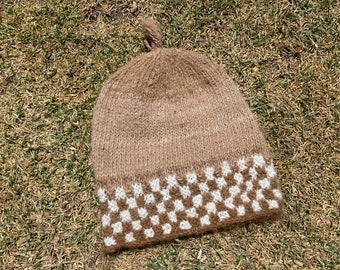 100% ALPACA - Super Soft and Warm - Brown Beanie