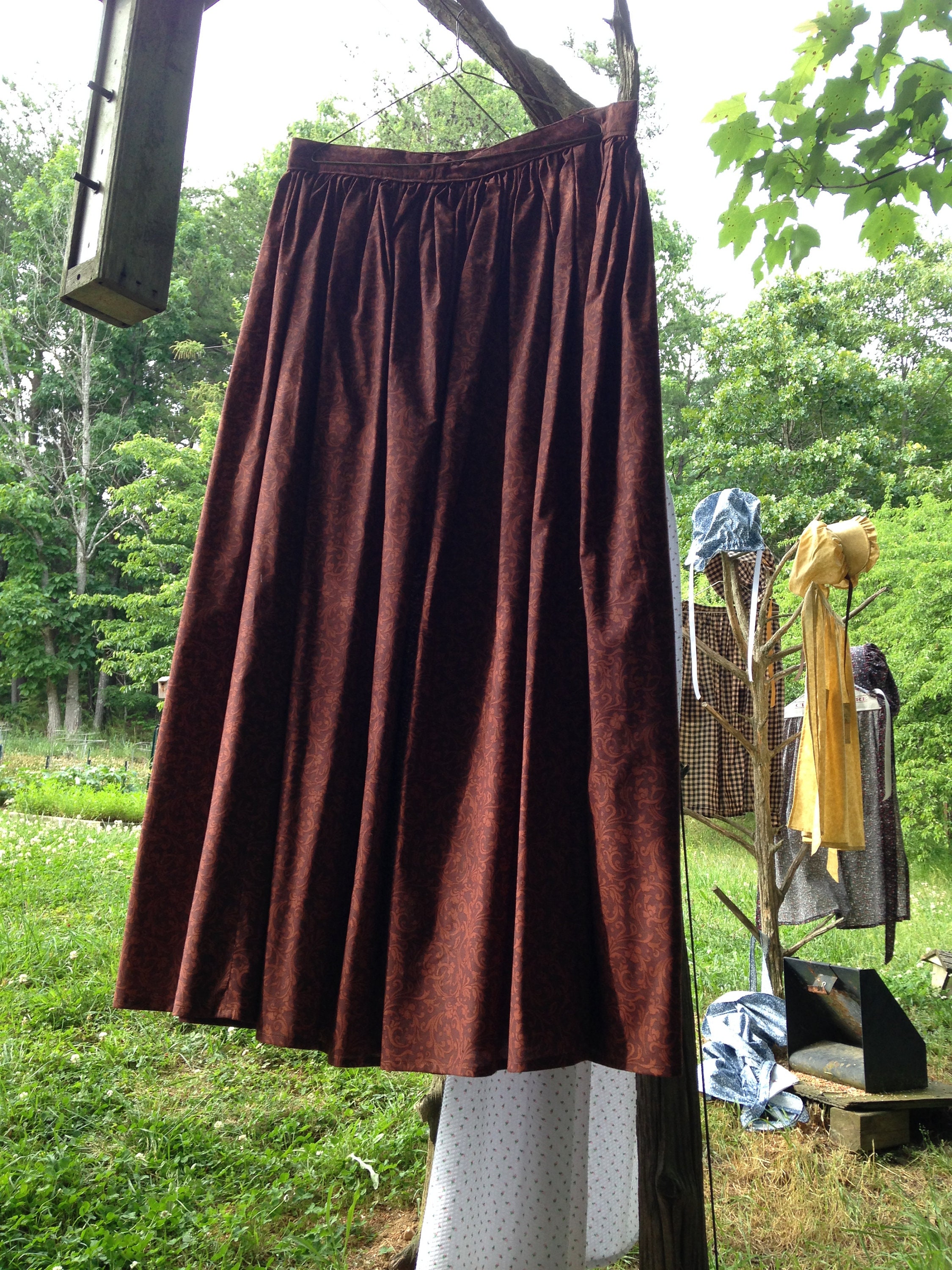 Pioneer Long Skirt Chocolate Brown with a Mahogny Print Etsy