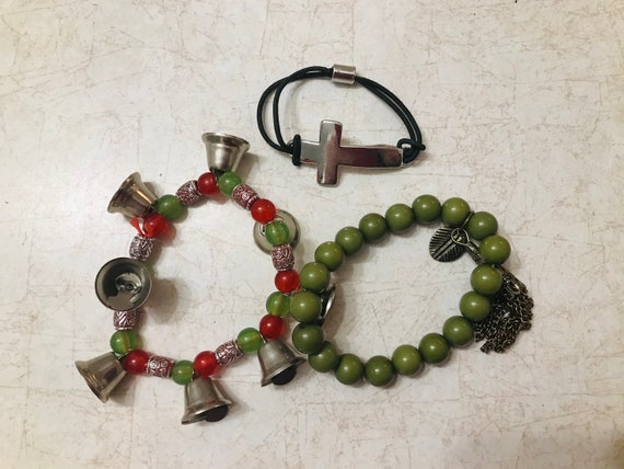 Brass Jewelry Vintage Jewelry Beads Studs Beaded Bracelet Cowgirl Set Hippie Bohemian Bangle Bracelet