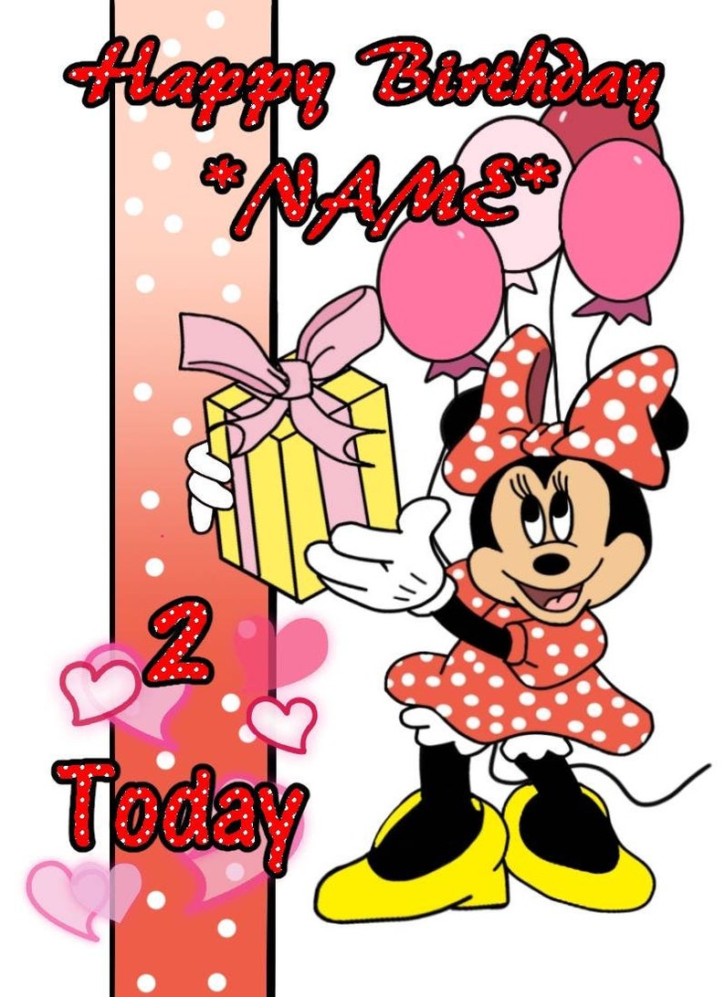 Minnie Maus Geburtstagskarte für die Personalisierung zur Etsy
