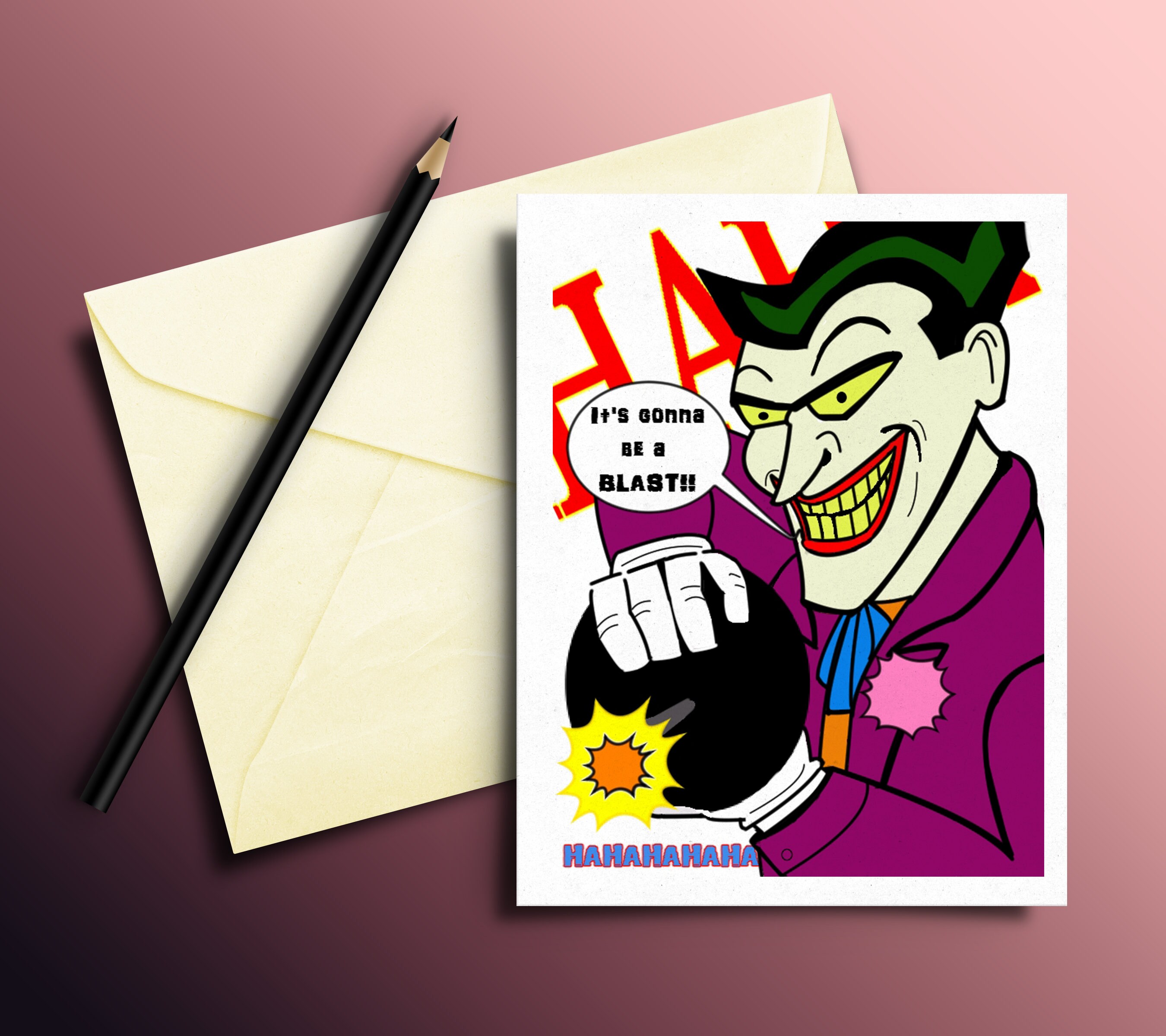 Joker Batman The Animated Series Blank Card Birthday Card Etsy