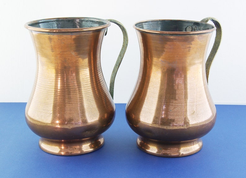 2 Copper Tankards Brass Handles Antique Tankards image 4