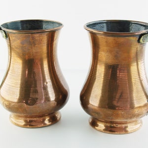 2 Copper Tankards Brass Handles Antique Tankards image 1