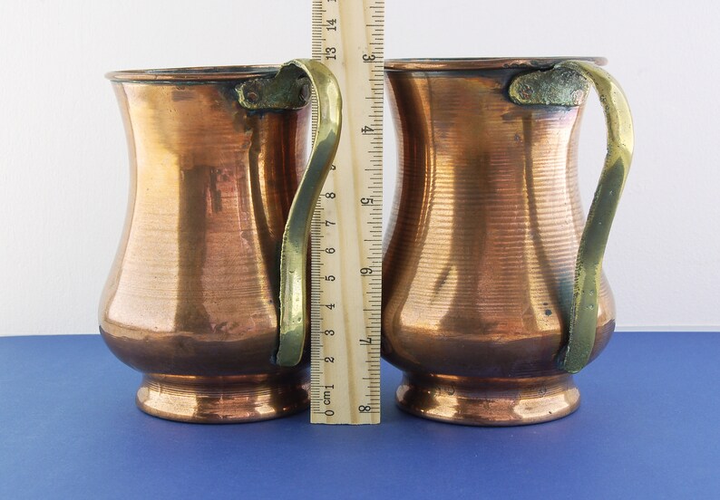 2 Copper Tankards Brass Handles Antique Tankards image 9