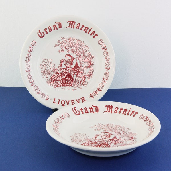 Pair of Small Tip Trays - Vide Poches - Grand Marnier Liqueur - Gien France - French Vintage