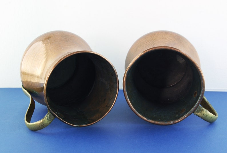 2 Copper Tankards Brass Handles Antique Tankards image 8
