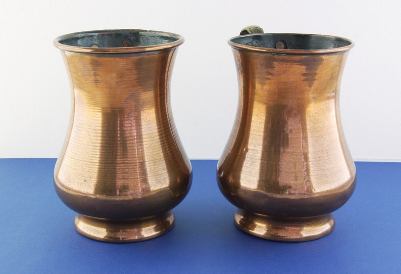 2 Copper Tankards Brass Handles Antique Tankards image 3