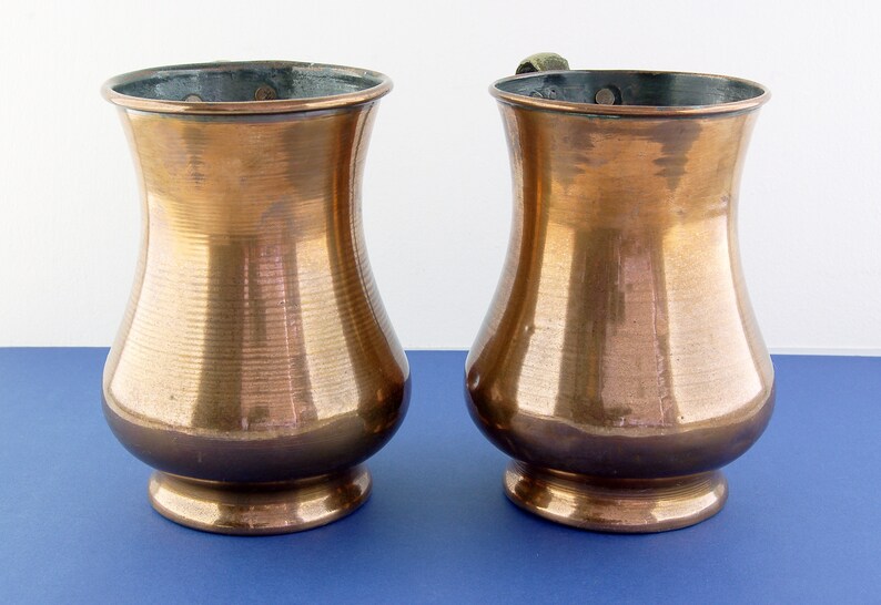 2 Copper Tankards Brass Handles Antique Tankards image 2