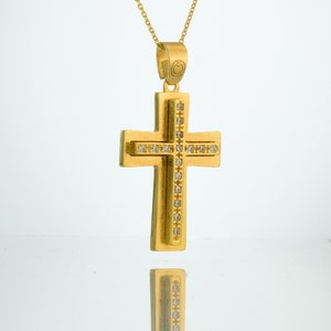 Woman Cross, Necklace Solid 14k, Gold Pendant ,Baptize Gold Cross, Minimal Gold by Liappis Jewelry,