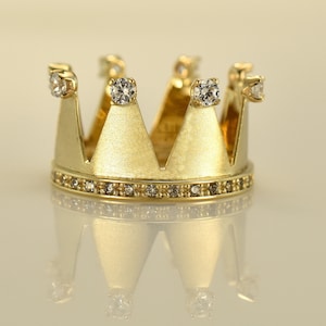 Gold or silver Crown ring Extra Wide ring with Diamonds or Zirgon by Liappis Jewelry