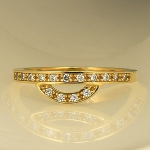 Half-Circle Half Eternity Band gold ring ,contour band Stackable Alternative Band- Womens Wedding Band by Liappis Jewelry