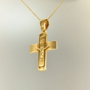 Mens Cross, Necklace Solid gold 14k, Gold cross Pendant,Baptize Gold Cross,Minimal Gold,cross with jesus necklace,by Liappis jewelry