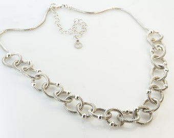Sterling Silver ball Necklace,Rount Snake chain,patry jewelry,Fashion Chain,Liappis Jewelry,Snake Jewel,Solid Silver,versatility necklace
