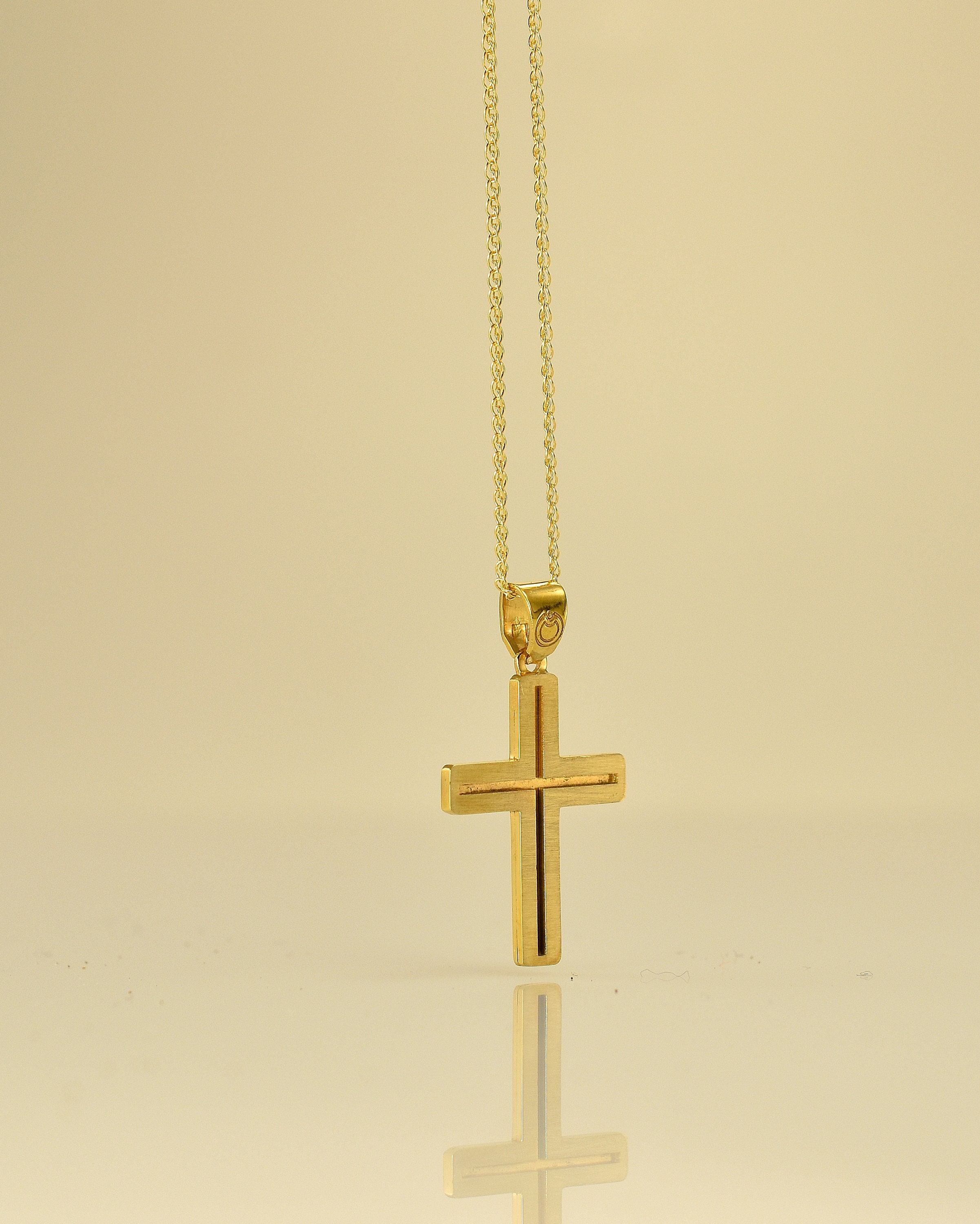 Mens Cross Necklace Solid 9k14k Gold Pendant baptize Gold Etsy