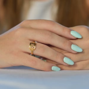 Solid Gold Ring,Labyrinth ,Geometric,k14,Gold Ring,Handmade,Liappis,Greek ring