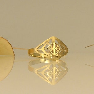 Solid Gold Ring,Geometric,k14,Gold Ring,Handmade,Liappis,Greece,
