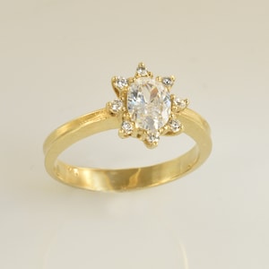 Oval Cut  Engagement Ring,Solid 9K Yellow Gold Wedding Ring,  Jewelry For Bride, Round Cut Statement Ring by Liappis jewelry