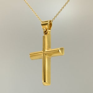 Mens Cross, Necklace Simple Gold Cross 9k,14k, Gold Pendant ,Baptize Gold Cross, Minimal Gold ,Cross Christian,Liappis,